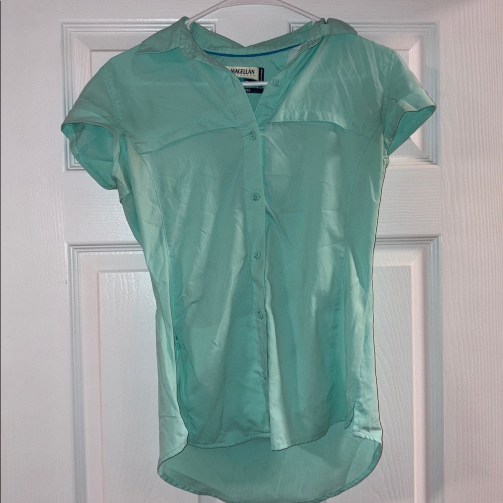 Magellan Outdoors Turquoise Button-Up Shirt